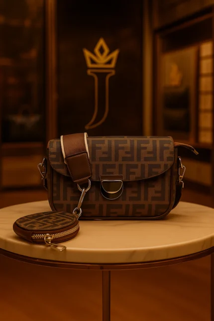 Designer Style Brown Tote Bag with Shearling Trim – Crossbody & Shoulder Handbag